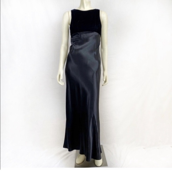 Vintage 90s Maxi Black black Fitted dress size S - Picture 1 of 7